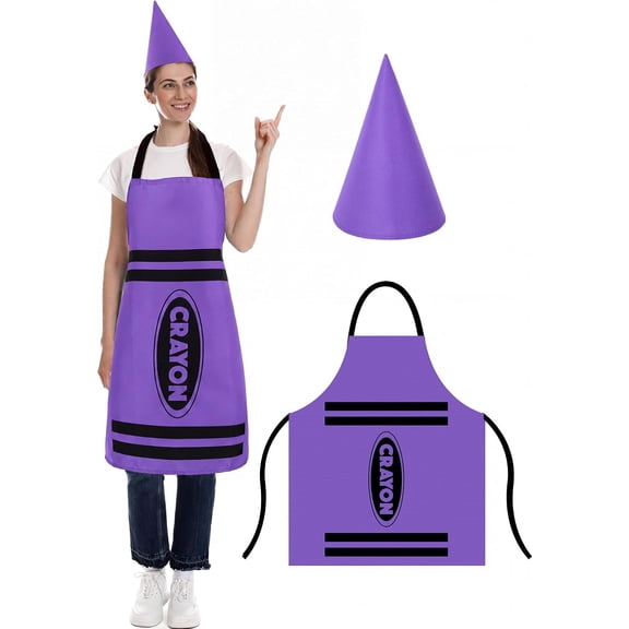 Zydvens Crayon Apron and Funny Gnome Cone Hats for Costume Set for Adults Fancy Dress Outfit Halloween Cosplay Dress up