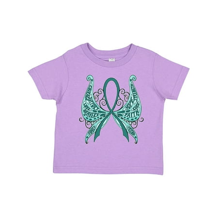 

Inktastic Ovarian Cancer Awareness with Butterfly Ribbon Words Gift Toddler Boy or Toddler Girl T-Shirt