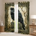 thumbnail image 2 of jejeloiu Boho Bohemian Theme Black Out Curtains,Black Bird Raven Crow Curtains Pack of 2 (42x63 Each) For Men Women, 2 of 6