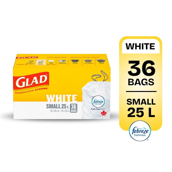 Glad Sacs à Ordures Blancs 36 Sacs à Déchets