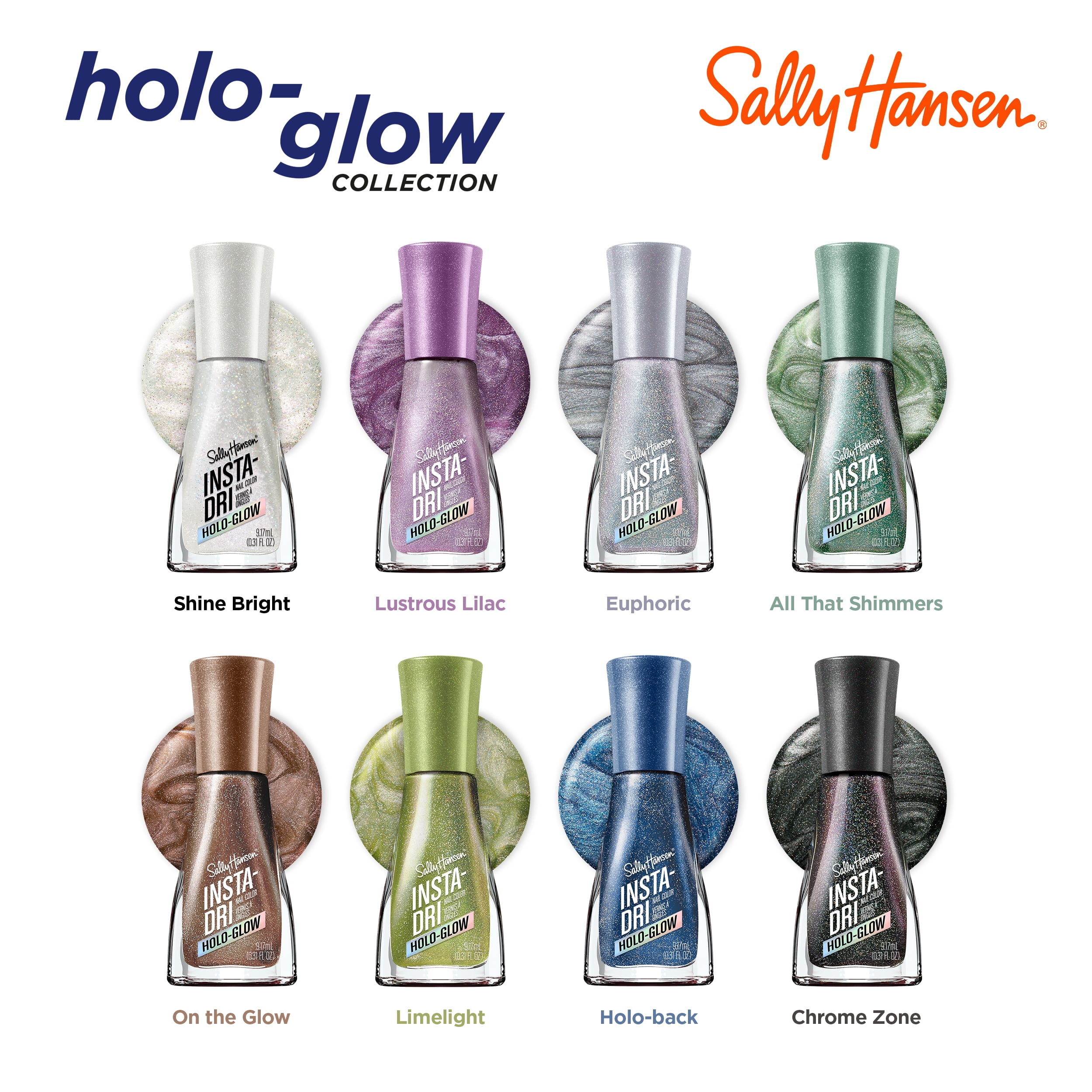 Sally Hansen Insta-Dri Nail Polish, Quick-Drying, Long-Lasting Shine, All That Shimmers (Holo-Glow Collection) 0.31 fl oz