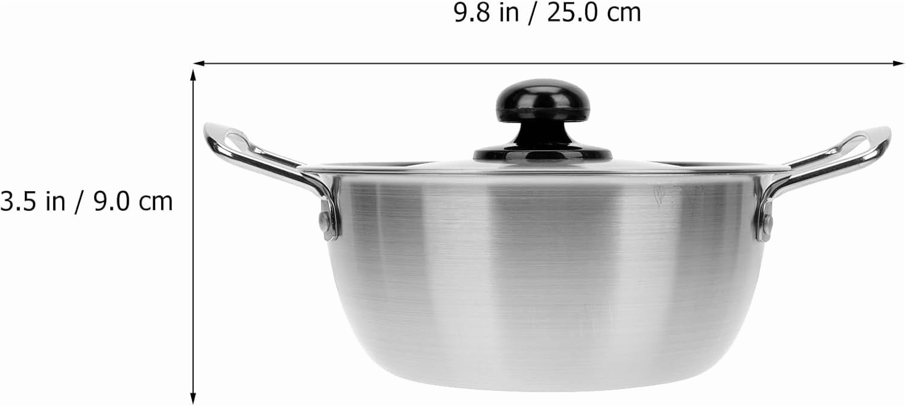 ABPETE Noodle Pot with Lid, Stainless Steel Ramen Cooker for Fast Heating, Double Handle Korean Instant Noodle Pot for Kitchen Use, Lightweight and Portable