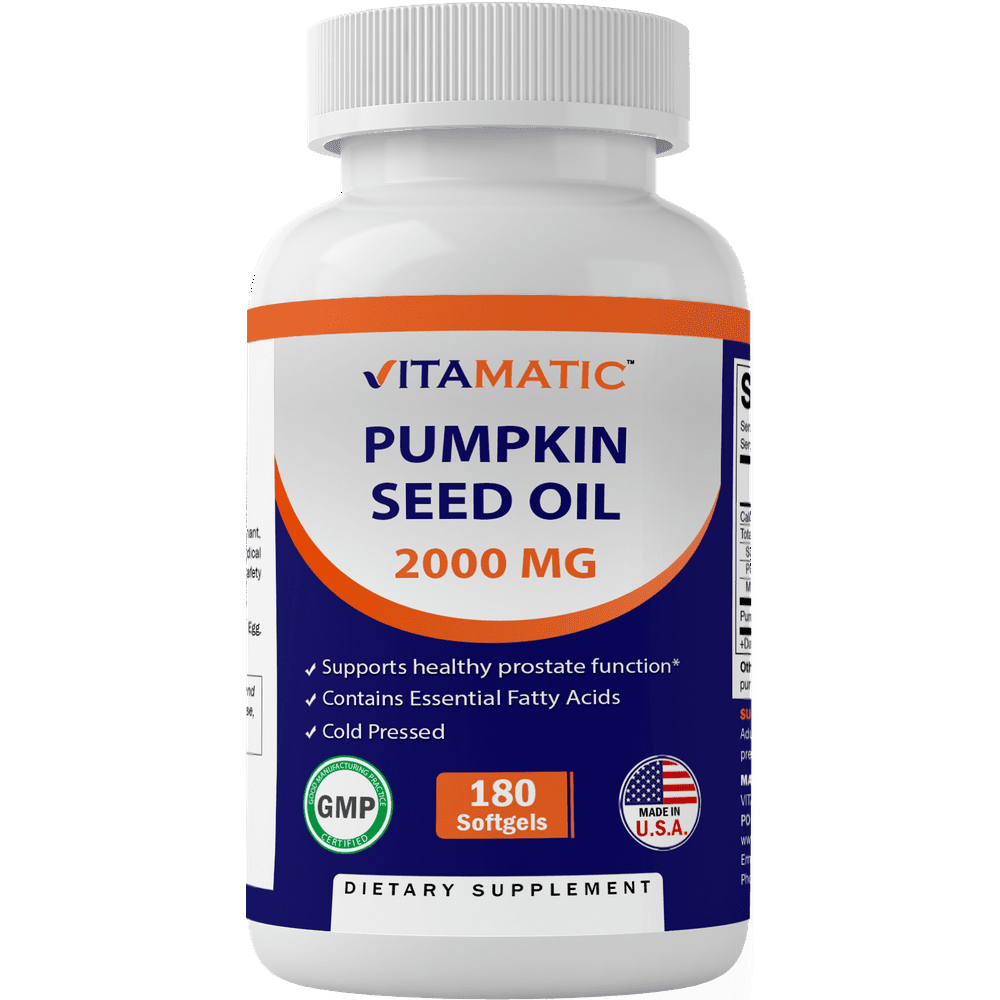 Vitamatic Pumpkin Seed Oil 2000mg Softgel Capsules per serving 180