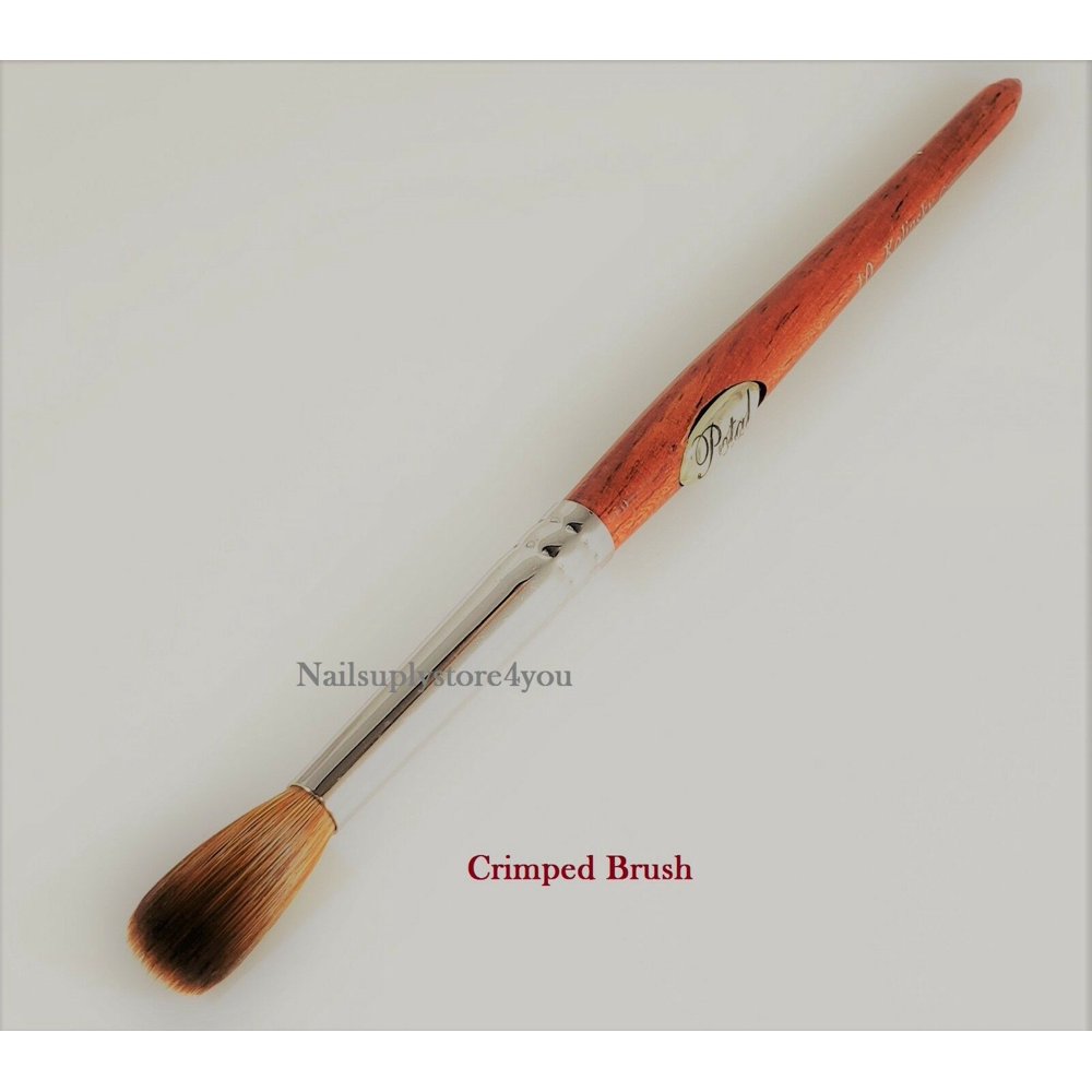 Petal Kolinsky Red Wood Handle Acrylic Nail Brush (Crimped) Size 10