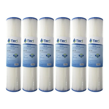 Tier1 Replacement for Pentek S1-20BB 20 Micron 20 x 4.5 Pleated Cellulose Sediment Water Filter 6 Pack - Not for Well