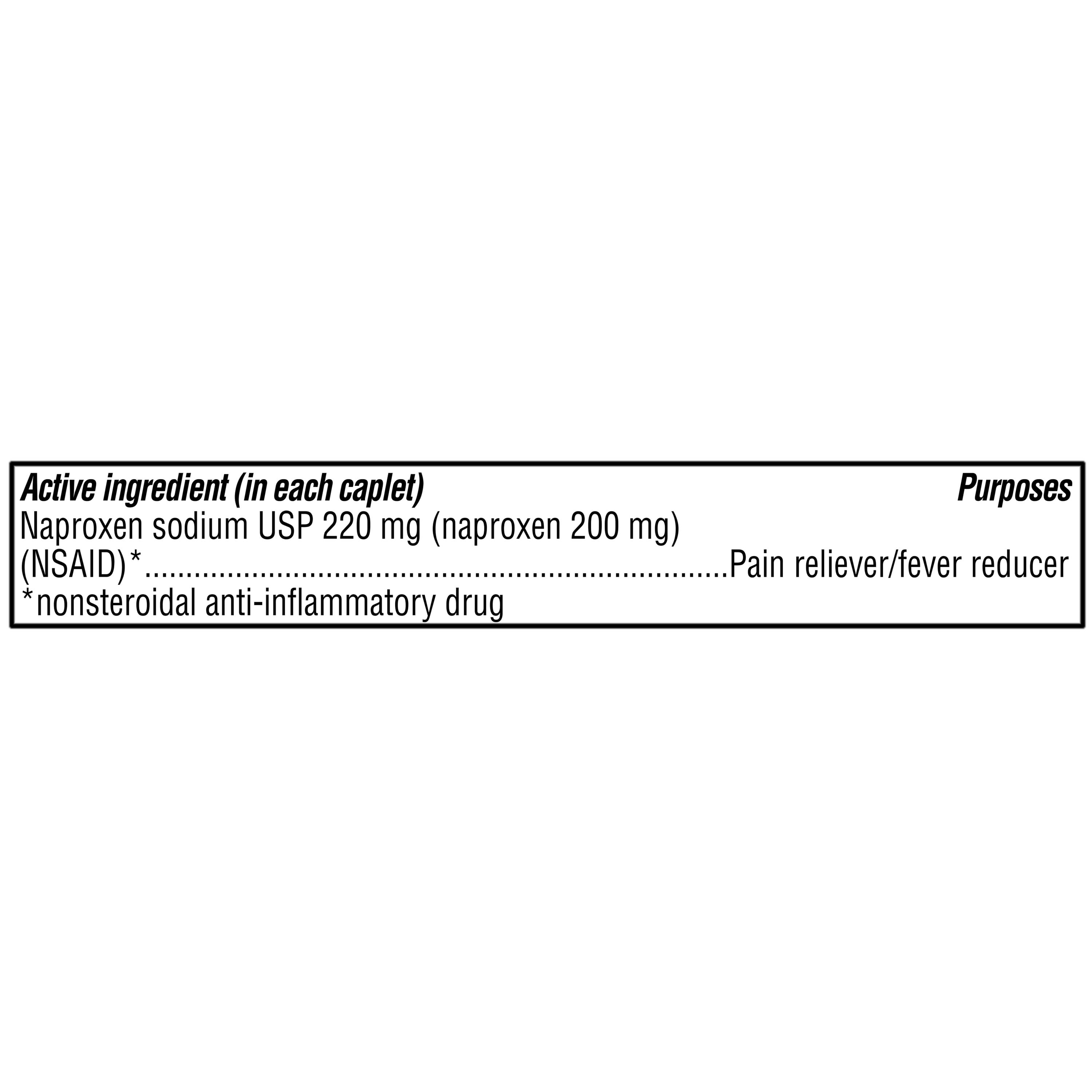 Equate Pain Relief Pesticide-Free Naproxen sodium Antacids Solid, Caplet for Body Aches & Pains Compare to Aleve® Caplets Active Ingredient 220mg 90 ct