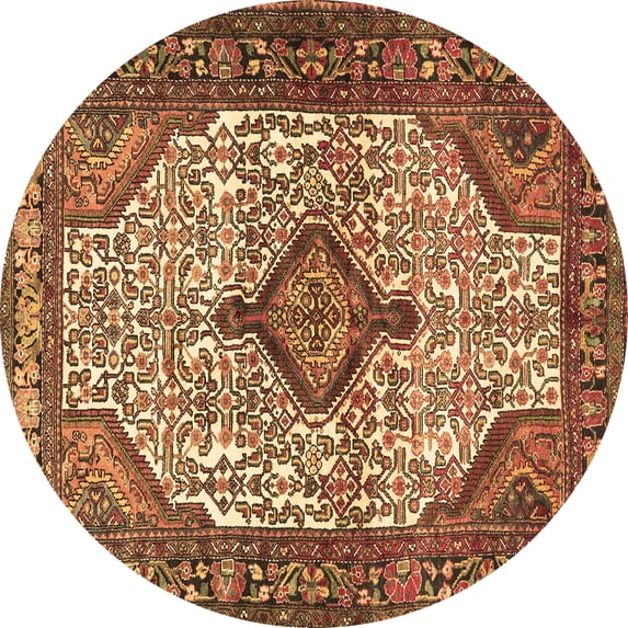 Ahgly Company Indoor Round Medallion Brown Traditional Area Rugs, 3' Round