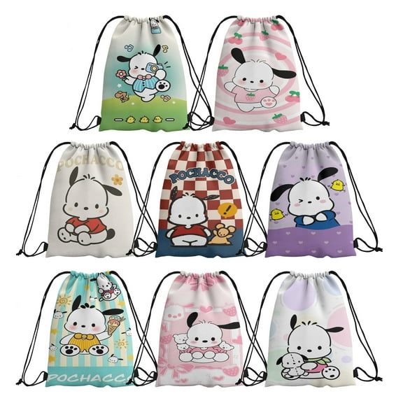 ZlucYYoo Pocha-cco 8 pieces Candy Drawstring Bag Drawstring Goodie Favor Bags for fans Cartoon Birthday Party Decorations(10.6 x 13.3 Inch)