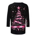 thumbnail image 6 of Dazajoo Womens Christmas Tops 3/4 Sleeve Xmas Tree Print Graphic Tees Round Neck Festival Party Blouses Multicolor,S, 6 of 6