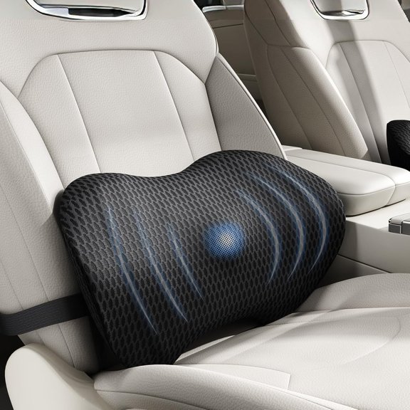 Lumbar Support Pillow for Car, Ergonomic Back Cushion with Strap, Memory Foam Lower Back Support Cushion for Driving, Lumbar Pillow for Pain Relief, for Office Chair, Long Sitting