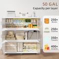 thumbnail image 4 of Collapsible Stackable 240Gal Extra Large Storage Bins with Lids, 3-Pack Rolling Organizer Cabinet with Doors for Home & Closet, White, 39.4" W, 4 of 7