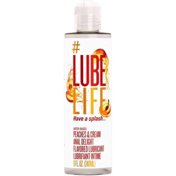 LUBELIFE Water-Based Anal Delight Peaches and Cream Lube, Non-Sticky and Easy Clean Personal Lubricant For Sex, 8 fl oz