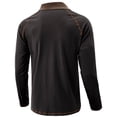 thumbnail image 2 of Previn Men's Polo Shirt Cotton Fashion Soft Top Button Fall Winter Blouse Date Night Long Sleeve Fall Casual Slimming Dark Grey Large, 2 of 5