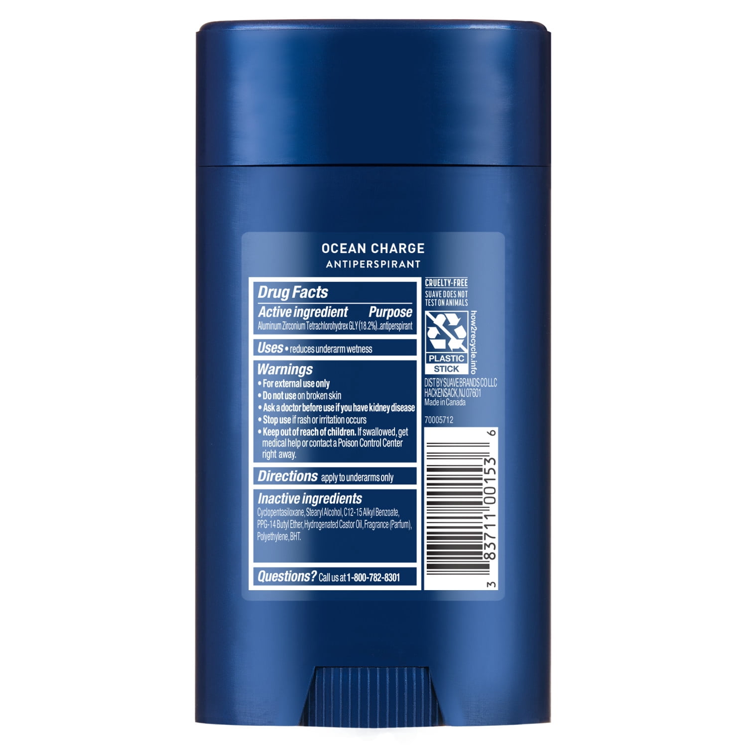 (2 pack) Suave Ocean Charge Men’s Antiperspirant Deodorant, Marine & Driftwood Scent, 48-Hour Protection, 2.7 oz