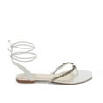 thumbnail image 5 of Vince Camuto Bendelis New Cream Tie Up Gladiator Chain Strap Thong Flat Sandals (New Cream, 7), 5 of 5