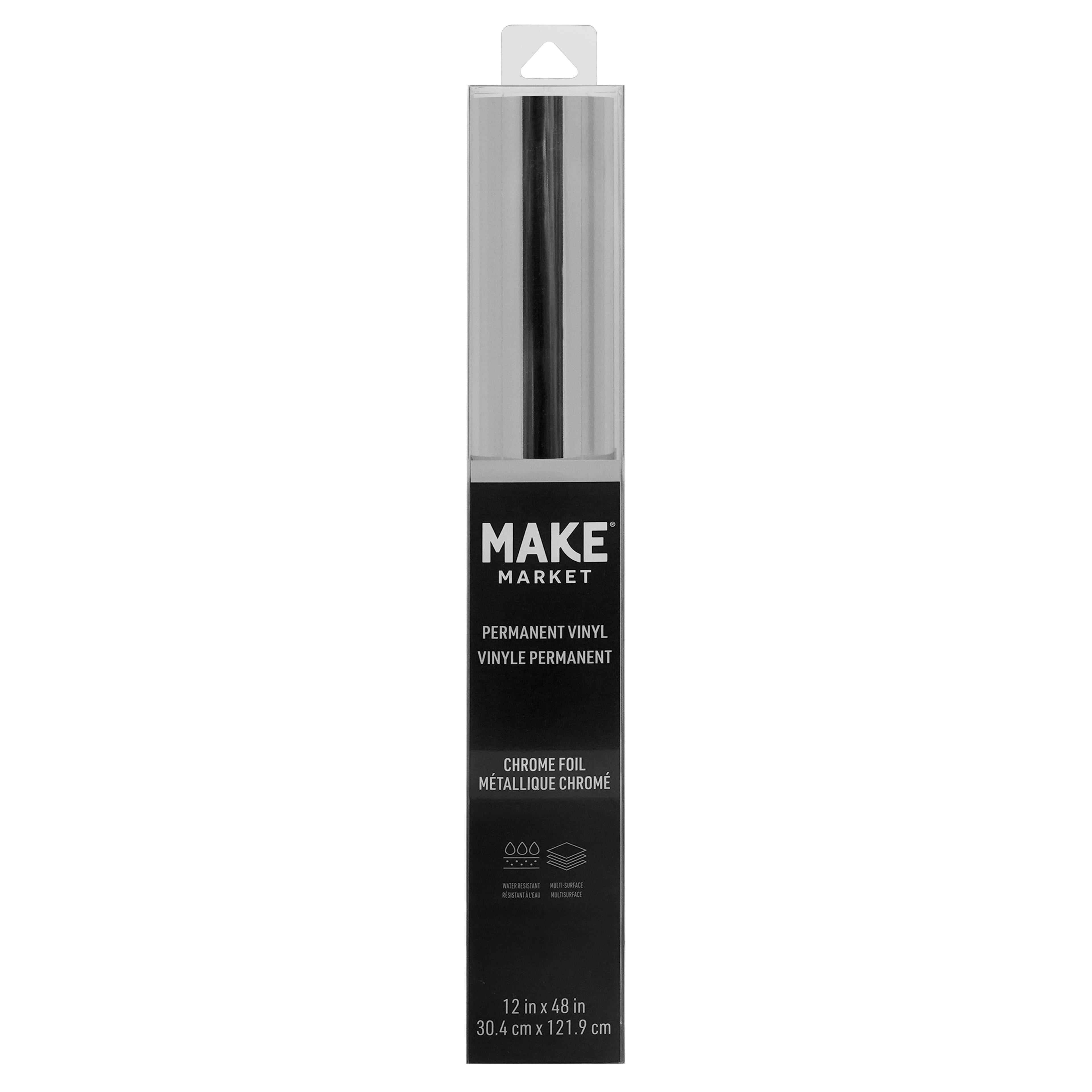 Silver Chrome Foil Permanent Vinyl by Make Market - 12" x 48" Rolls in Metallic Colors for Indoor & Outdoor Use - Water Resistant & Compatible with Most Cutting Machines - 12 Pack