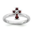 thumbnail image 1 of 925 Sterling Silver Stackable Expressions Rhodium Garnet Cross Ring Size: 6; for Adults and Teens; for Women and Men, 1 of 5