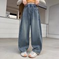 thumbnail image 6 of kpoplk Girl's High Waisted Flare Leg Frayed Raw Hem Bell Bottom Jeans Denim Pants(Blue,9-10 Y), 6 of 7