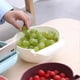 thumbnail image 3 of 2-Layer Plastic Fruit Strainer Bowl with Phone Holder for Kitchen, White, 3 of 4