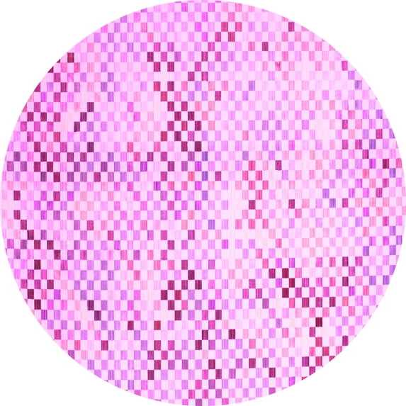 Ahgly Company Indoor Round Abstract Pink Contemporary Area Rugs, 6' Round