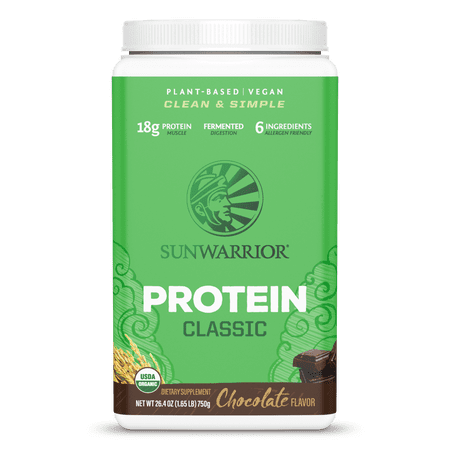 Sunwarrior Chocolate Protein Classic Plus with BCAA | Organic Vegan Protein Powder Chocolate 750g