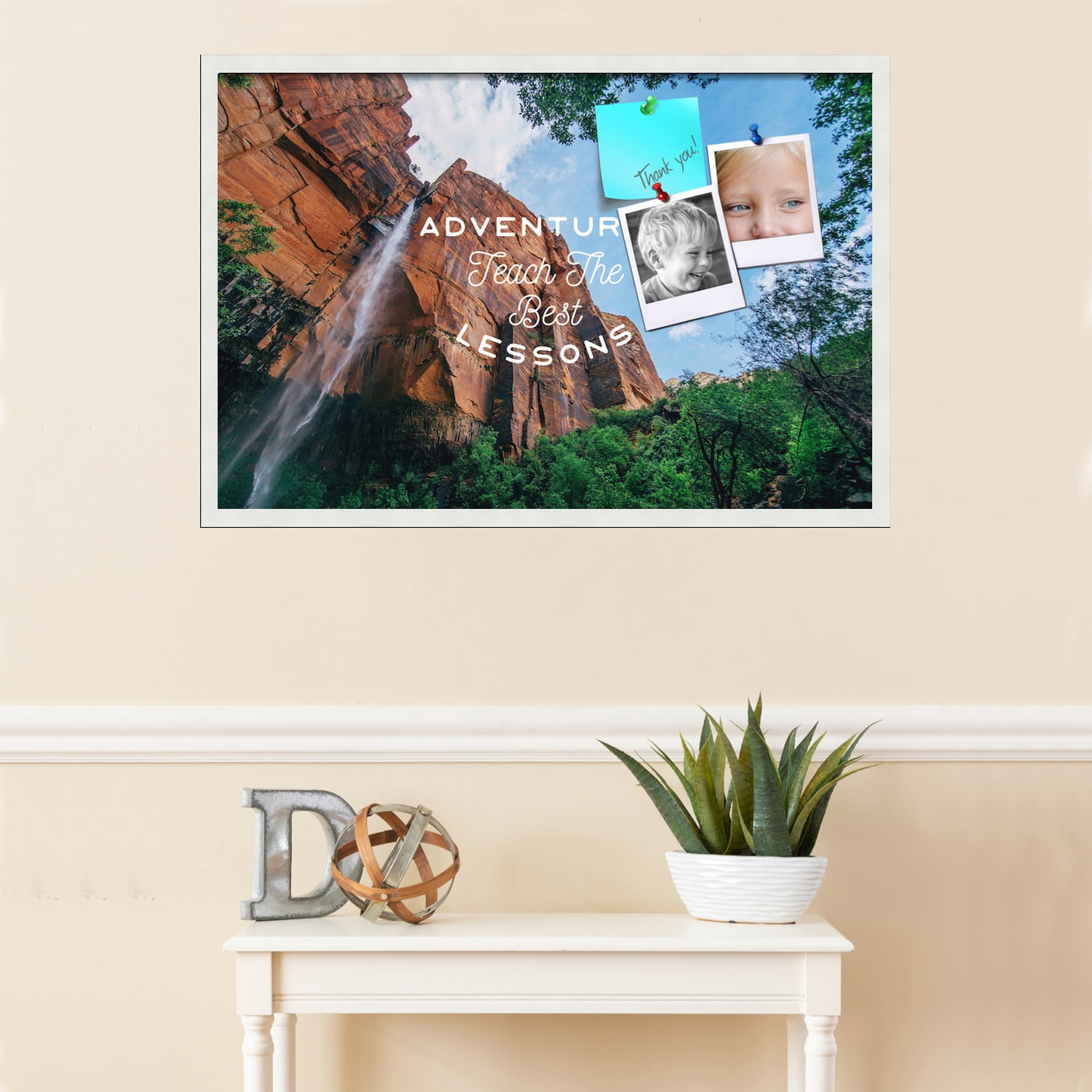 PinPix 36x24 Custom Cork Bulletin Board Adventures Teach Poster Board Has a Fabric Style Canvas Finish, Framed in Adventures Teach, by ArtToFrames (PinPix-1486)