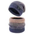 thumbnail image 1 of Fgnfyis Men Gradient Knit Hat and Neck Warmer Set Thermal Lined Windproof Cold Weather Two Piece Pink, 1 of 4