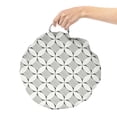 thumbnail image 2 of Abstract Round Floor Cushion with Handle, Repeating Circles Retro Style Composition of Geometrical Rhombus Like Motifs, Pillow for Living Room & Dorms, 18" Round, Ivory Dimgray, by Ambesonne, 2 of 4