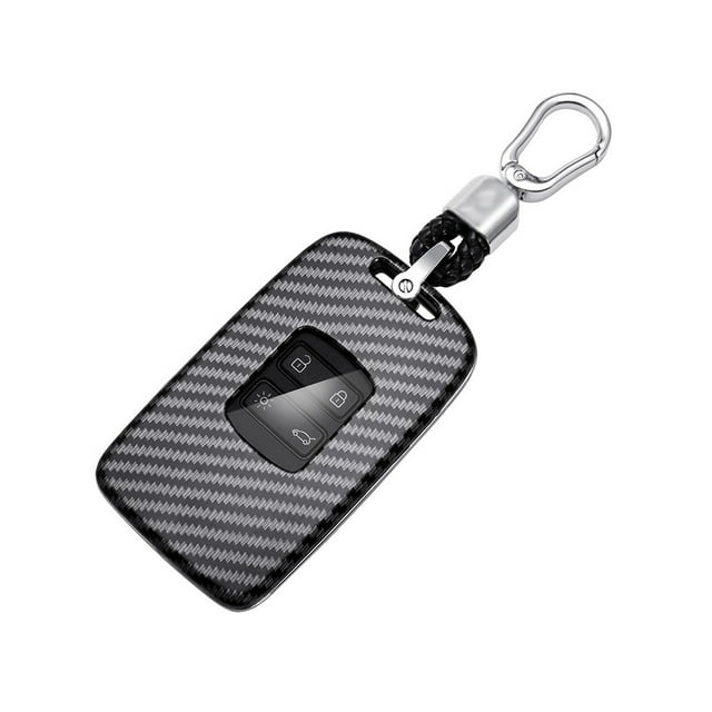 Scienceny PVC Auto Key Fob Desmontable Inodoro Elegante Caja de grano de fibra de carbono Reemplace Shell Accesorios Reemplazo para Koleos Automoción decorativa y accesorios