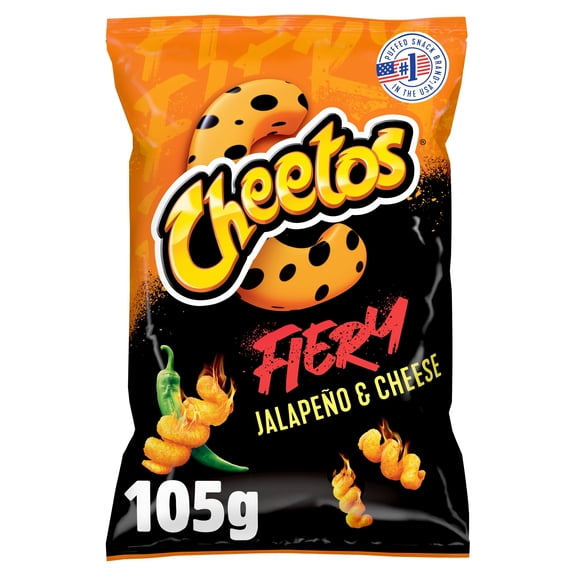 Cheetos Twisted Fiery Jalapeno & Cheese Sharing Bag Crisps 105g, Imported from Britain