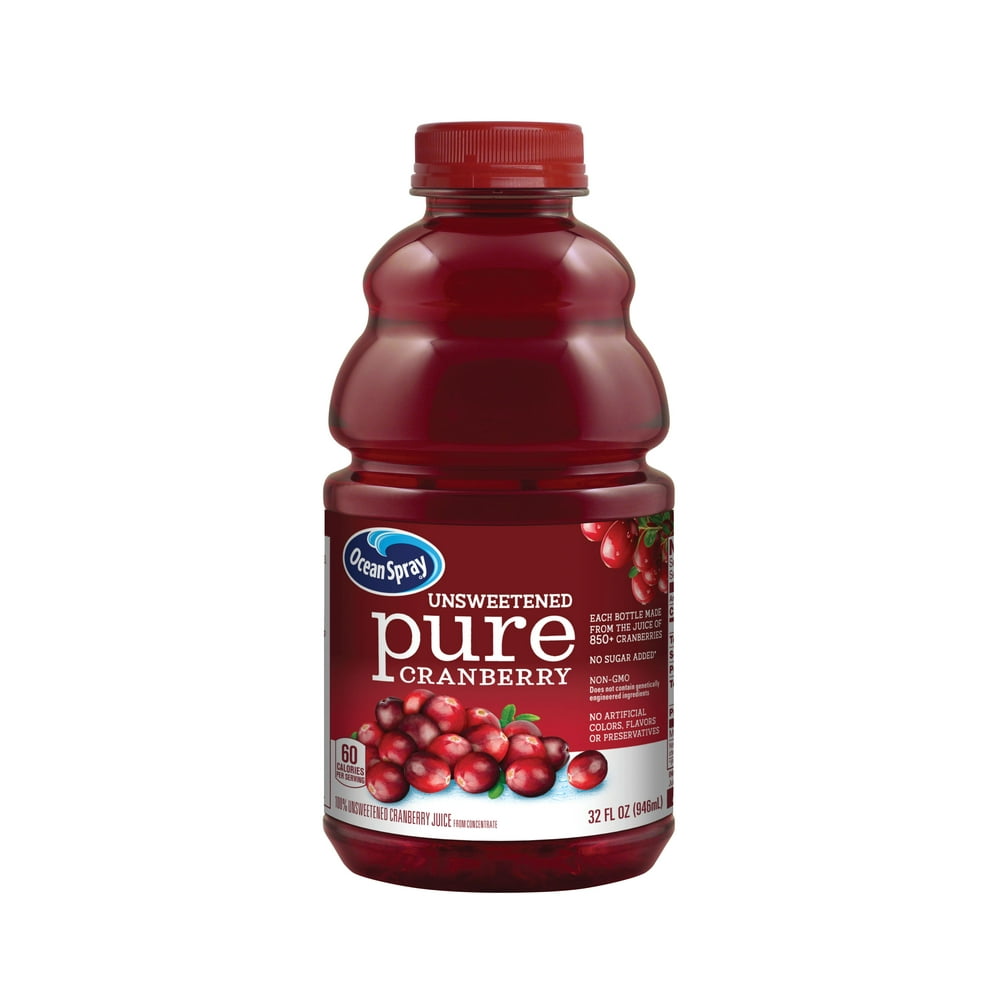 (2 pack) Ocean Spray Pure 100% Cranberry Juice Drink, 32 Fl Oz