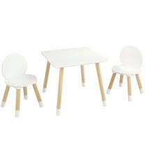 KFFKFF Kids Table with 2 Chairs Set for Toddlers, Boys, Girls, 3 Piece Kiddy Table and Chairs Set Includes One Desk and Two Seats, White