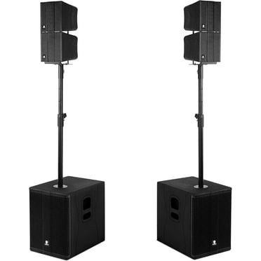 PRORECK Stage 1260 8000W P.M.P.O Stereo/Mono PA Speaker System, 4 Line Array Speakers, Dual 12'' Subwoofer with 4 DSP Presets, TWS Bluetooth