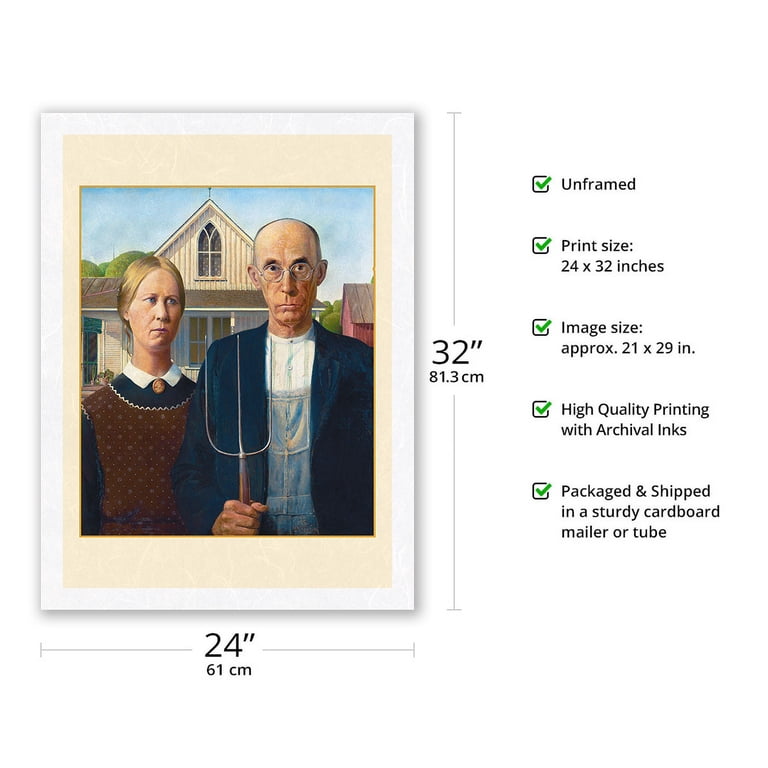 American Gothic - From an Original Color Painting by Grant Wood c