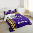 thumbnail image 3 of Feelyou Rugby Sport Player Bedding Comforter Set for Teens, Purple Gold Cartoon Twin Comforter Sets, Football Soccer Theme Reversible Bedding Set, Lightweight Room Decor, 2pcs, 3 of 8
