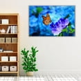 thumbnail image 3 of Beautiful Butterfly on Blue Flowers - Wrapped Canvas Print Wall Art | 24" W x 16" H, 3 of 4