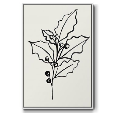 Evergreen Ink II - Framed Gallery Wrapped Holiday Canvas - 17 x 25 - White Frame