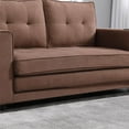 thumbnail image 6 of 3 in 1 Sleeper Sofa Couch Bed,Small Tufted Velvet Convertible Loveseat Futon Sofa Pullout Bed, with Storage Pockets Chaise for Living Room Apartment Lounge Foldable (Brown), 6 of 9