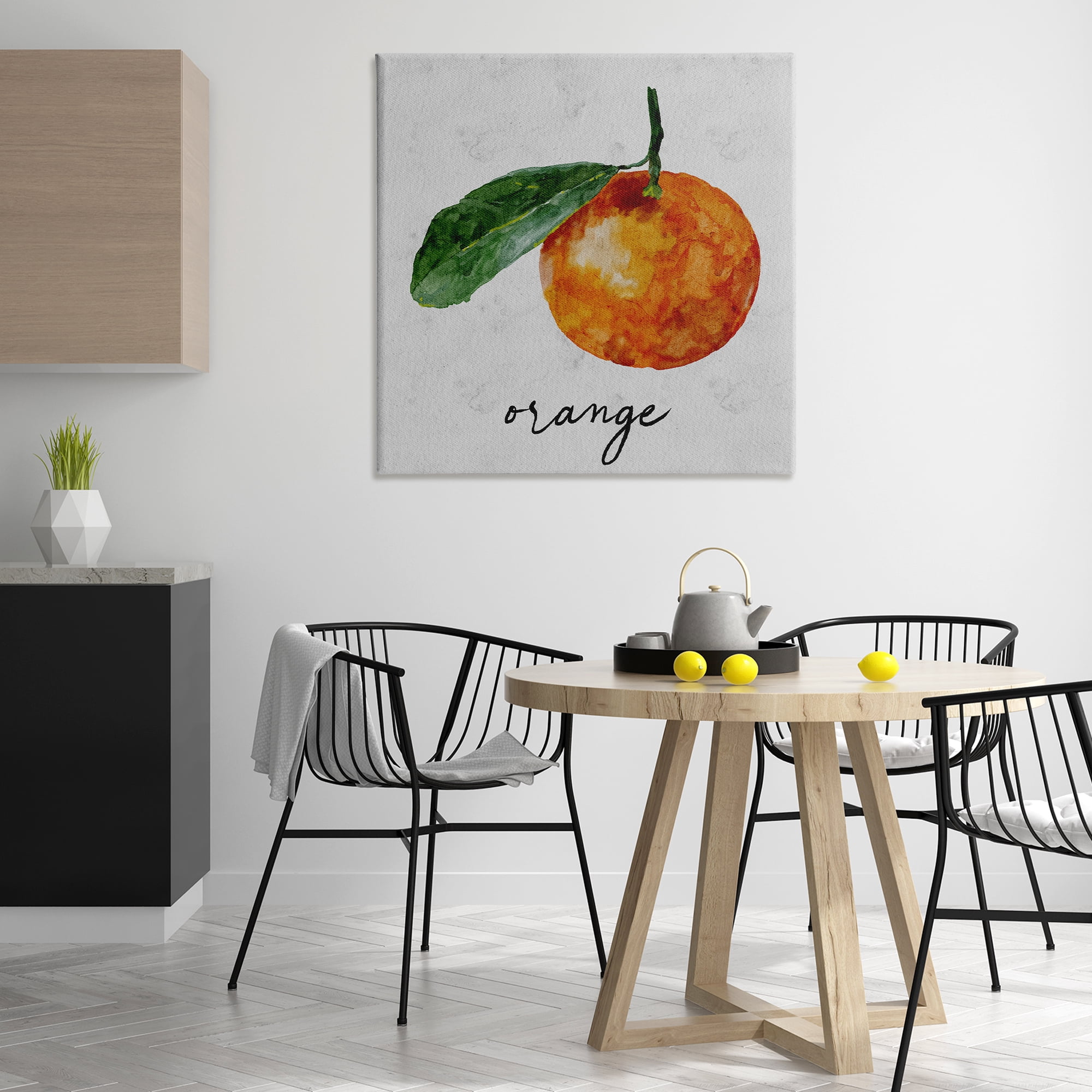 Stupell Industries Vintage Orange with Leaf Food & Beverage Painting Wrapped Canvas Art Print Wall Art, 36 x 36