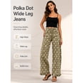 thumbnail image 5 of Wide Leg Jeans for Women High Waisted Ruffle Hem Jeans Lightweight Polka Dot Loose Casual Denim Pants Travel Vacation Outfits, 5 of 7