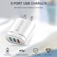 thumbnail image 2 of Enchufe de EE. UU. Cargador USB de 3 puertos QC3.0 Adaptador de carga rápida para teléfono de pared (Blanco), 2 of 6