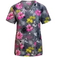 thumbnail image 1 of Minty Mint, Women's, Stretch Printed V-Neck Medical Scrub Top, Dark Grey, 2XL, 1 of 2