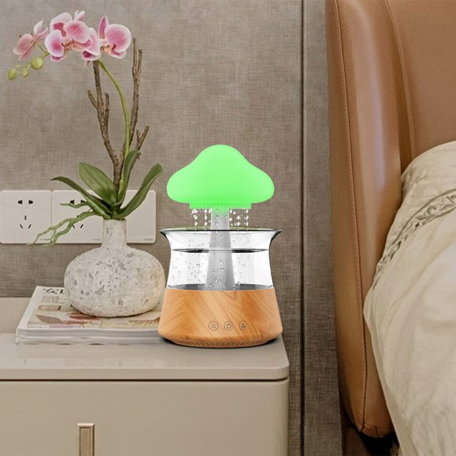 Cloud Rain Humidifier with 7 Colour Lights Timer Portable Raindrop Reusable Aroma Diffuser Humidifier Cute Essential Oil Diffuser Relaxing Water Drop Sound for Home Office Bedside (White)