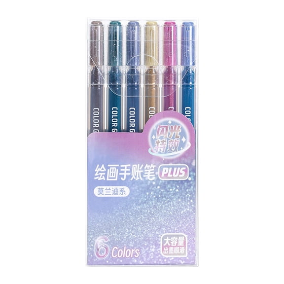 CMrtew Glitter Gel Pens, 6 Colors Metallic Glitter Pens for Adult Coloring Books, Drawing, DIY Crafts - Sparkle Gel Ink Markers, Journaling & Scrapbooking Supplies