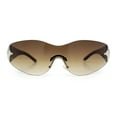 thumbnail image 3 of Rimless Wrap Around Bling Sparkling Star Hinge Thick Temple Sunglasses All Brown, 3 of 8