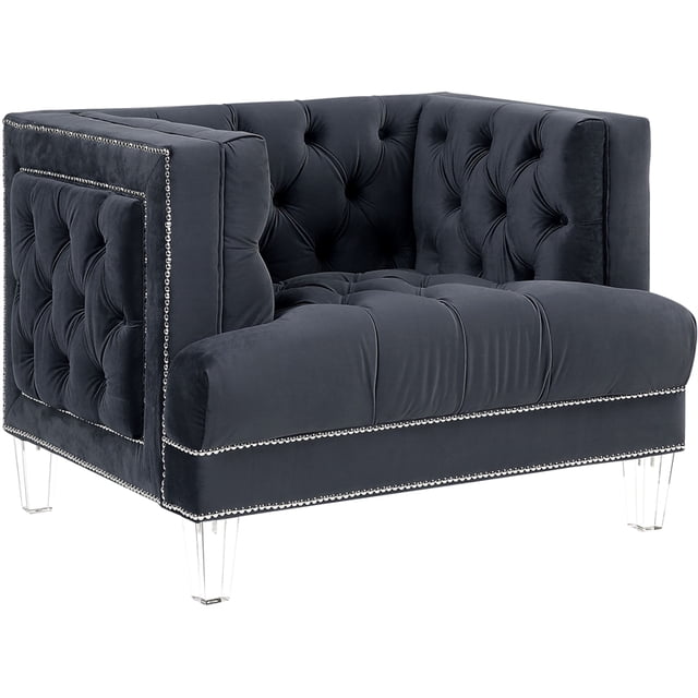 ACME Ansario Chaise en Velours Capitonné en Charbon
