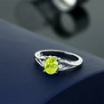 thumbnail image 4 of Gem Stone King 925 Sterling Silver Yellow Lemon Quartz and White Lab Grown Diamond 3 Stone Engagement Ring for Women | 1.18 Cttw | Oval 8X6MM | Round 2MM | Gemstone Birthstone | Size 5, 4 of 4