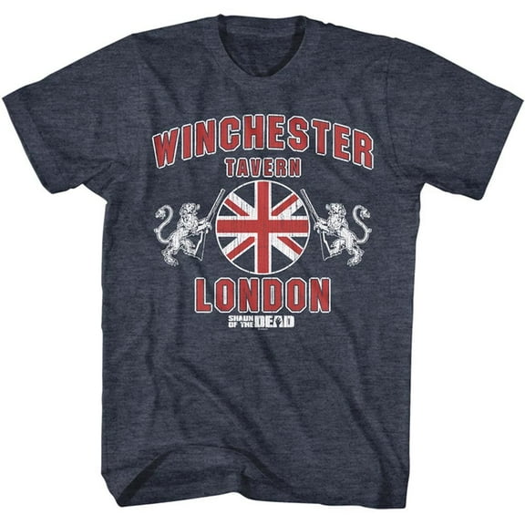 Shaun of the Dead Winchester London Navy Heather Adult T-Shirt