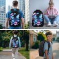 thumbnail image 2 of Jeiento Blue Butterfly Girls Backpack and Lunch Box Set 4 Piece 17 Inch School Backpack for Elementary Kids Large Capacity Daypack with Padded Straps, Includes Pencil Case Bookmarks, 2 of 7
