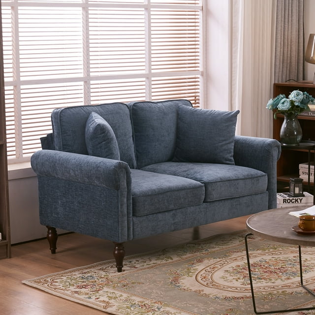 Ktaxon Modern 2Seat Couch Sofa, Upholstered Loveseat with Wide Arms